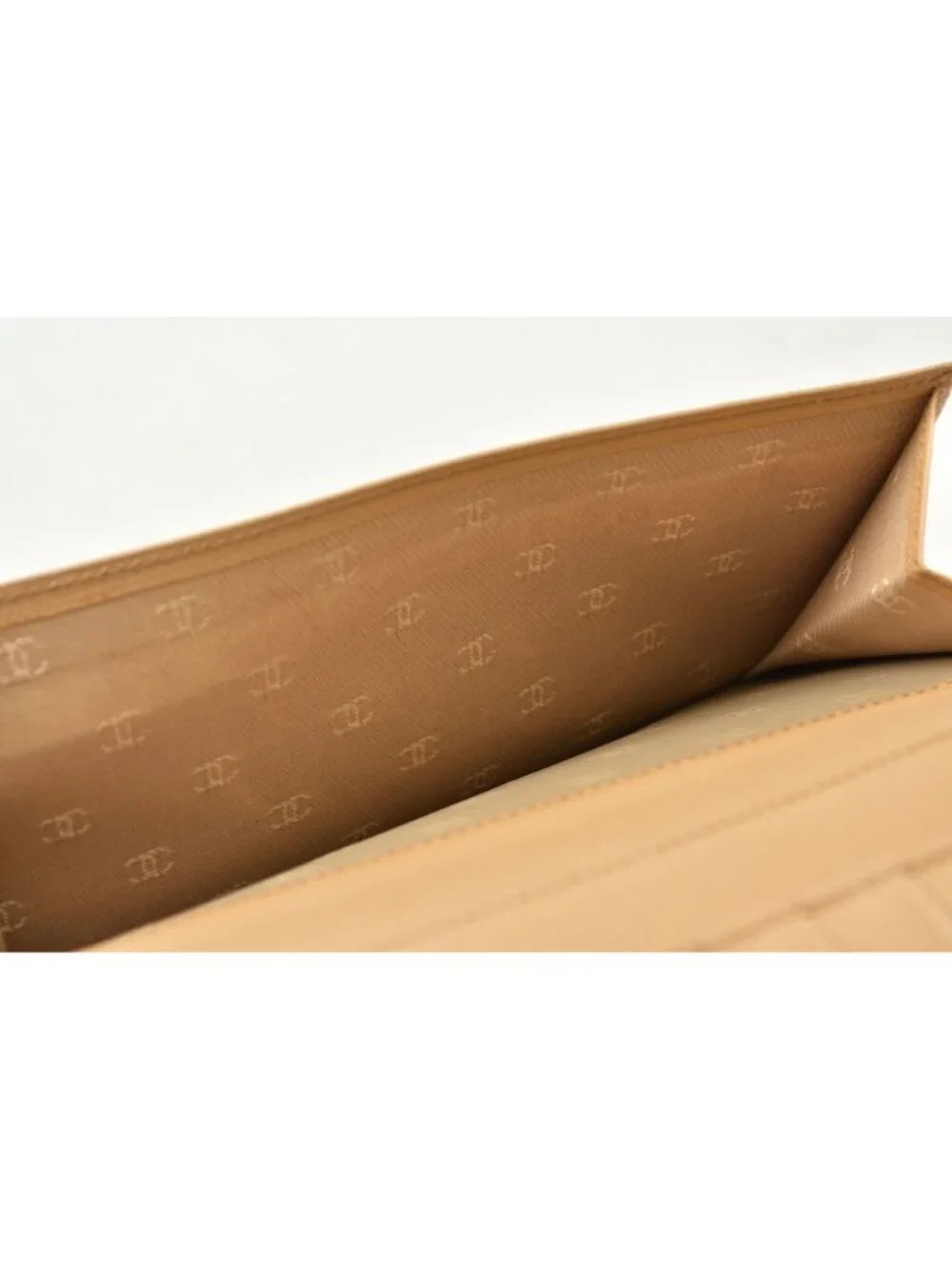 Chanel Wallet Coco Button Bifold Leather Beige